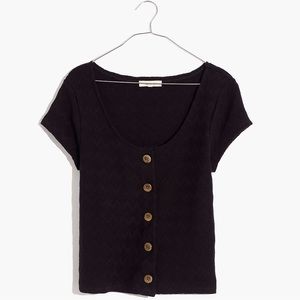 Madewell Knit Pointelle Button-Front Scoop Tee